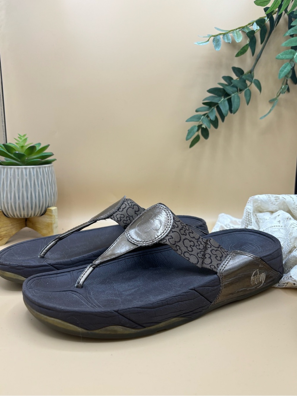 Teva Metallic Bronze Patterned Thong Sandals